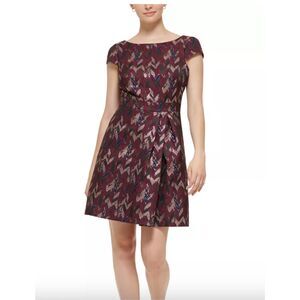 Vince Camuto Women's Jacquard Fit & Flare Dress Purple Size 8 NWT‎